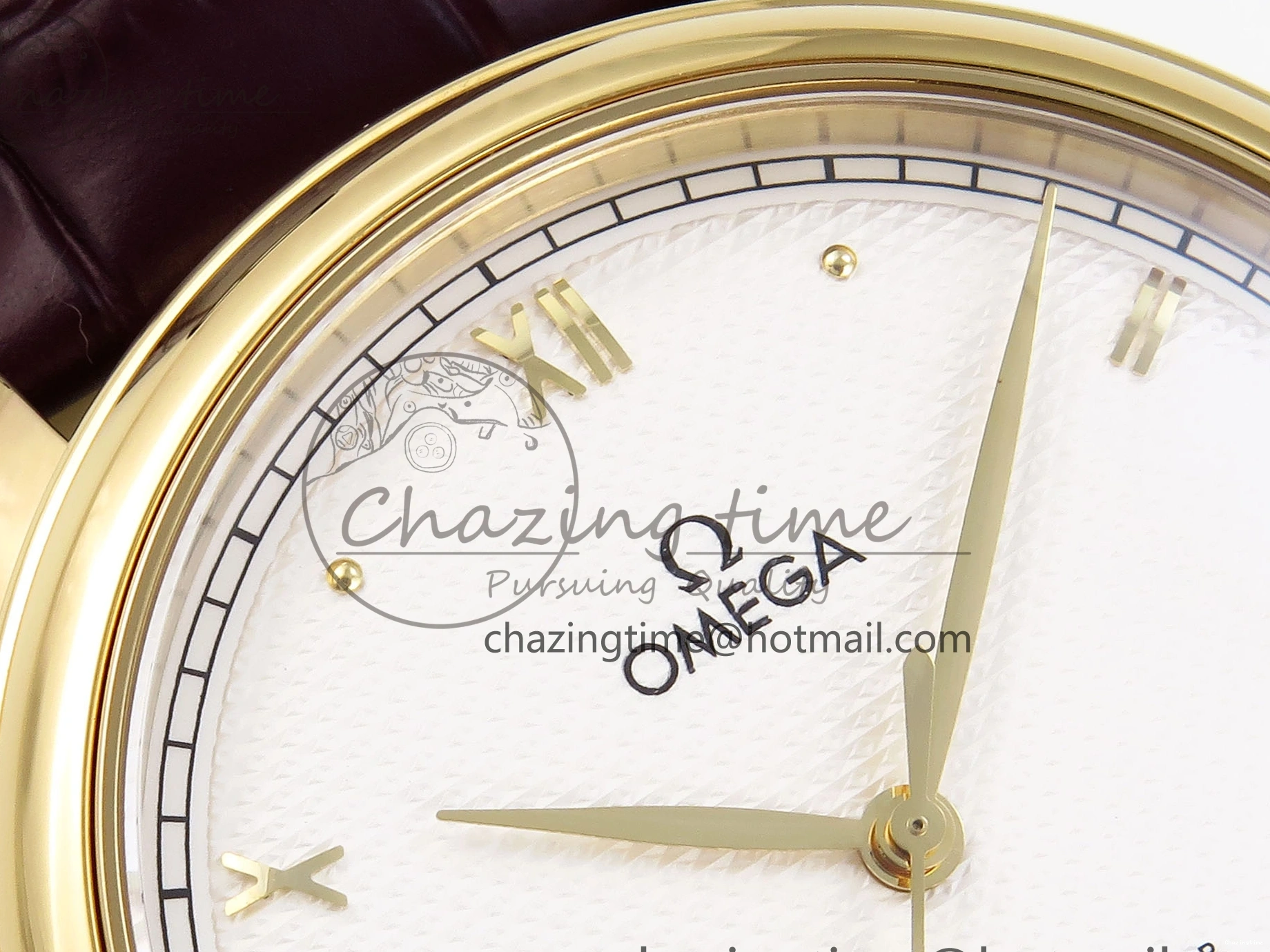 0202 De Ville Date YG MKF 1:1 Best Edition White Textured Dial Roman Marker on Brown Leather Strap A Refined 7756